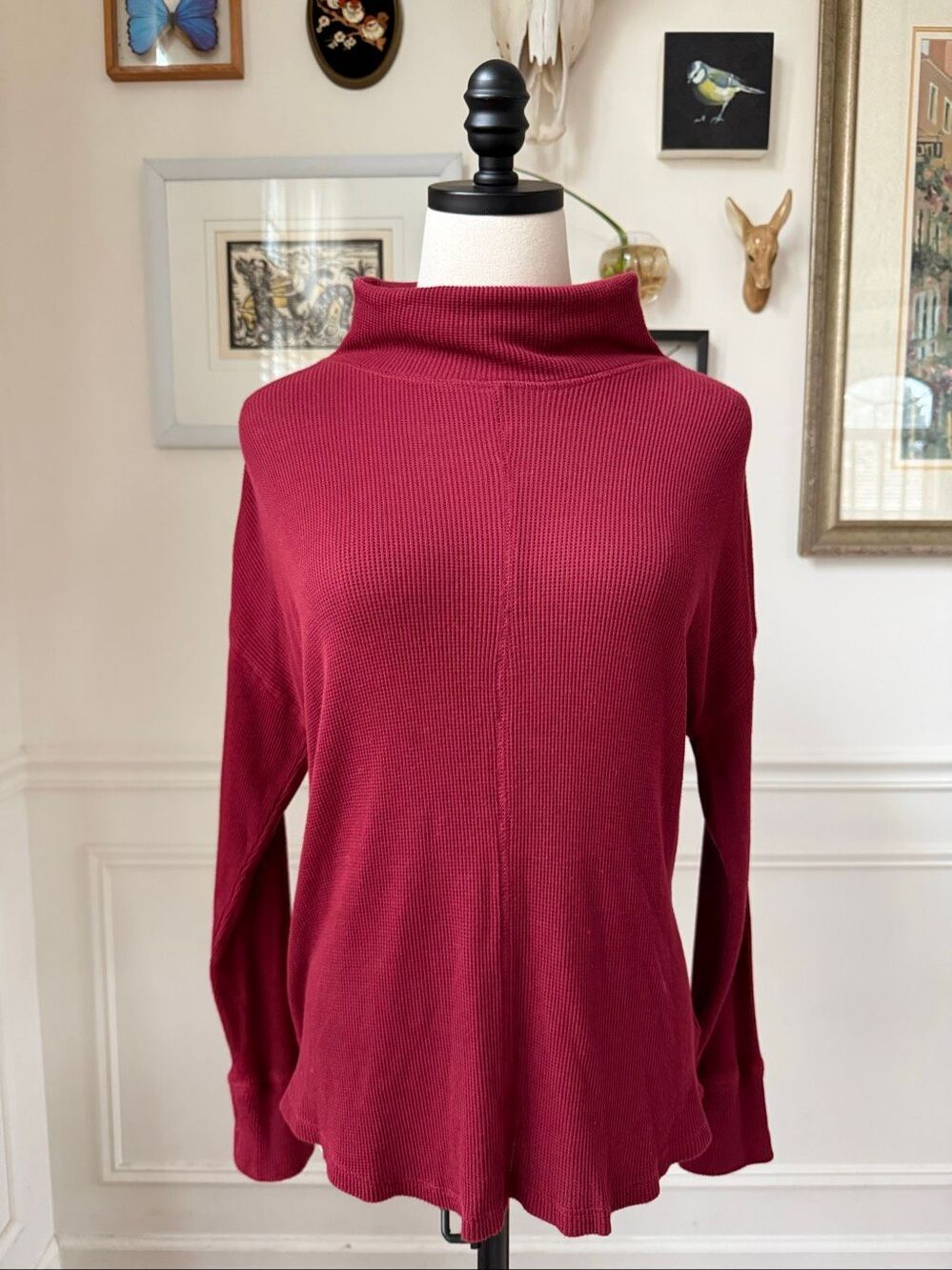 Sanctuary Burgundy Thermal Waffle Turtleneck Shirt M